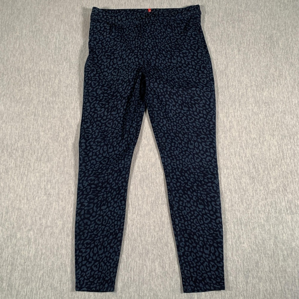 Spanx Leggings Womens Large Blue Leopard Print‎ Shaping Pull On Stretch Pants